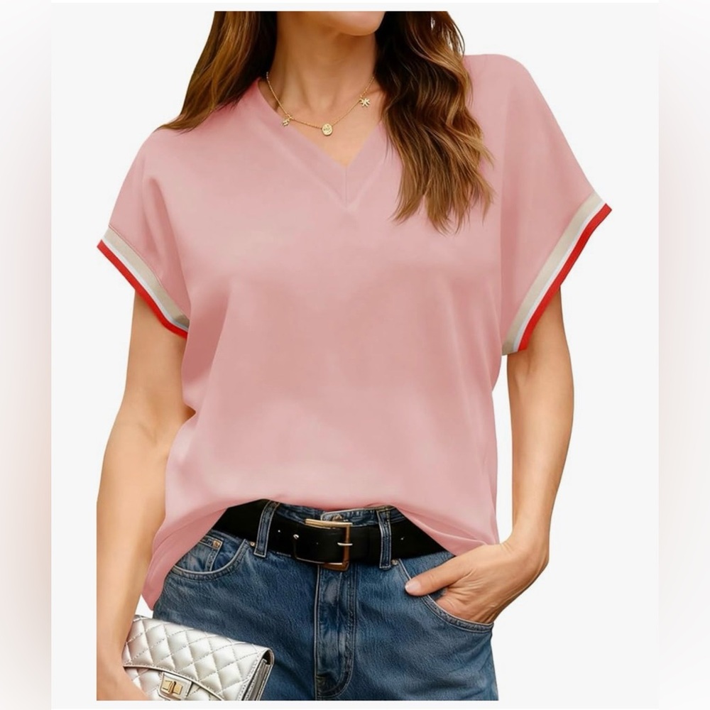 NWT PINK V-Neck Women's Top-S
